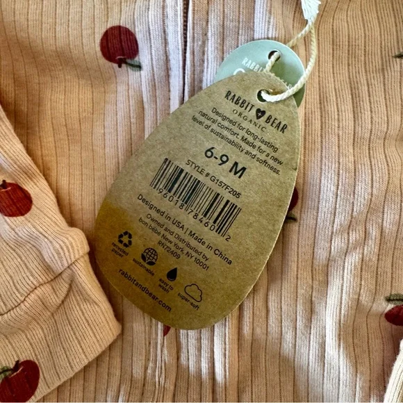 NWT Rabbit + Bear Organic infant sleeper & headband set 6-9mos - Picture 6 of 9